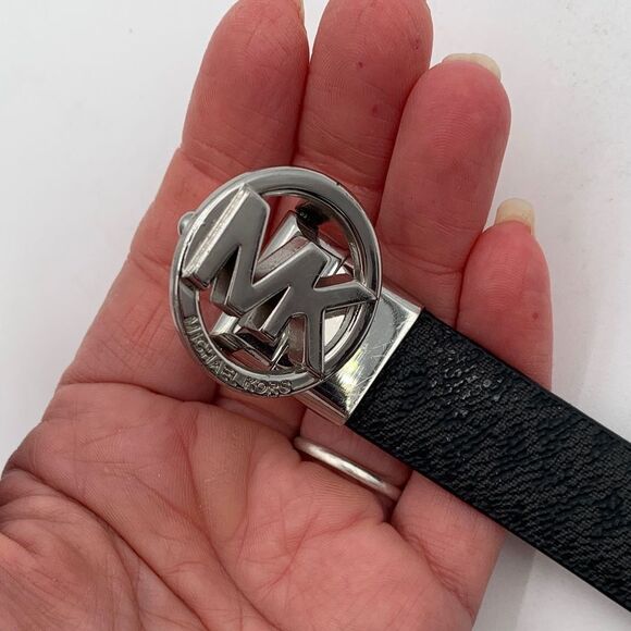 Michael Kors Reversible Leather Belt – Black & Brown w/ Silver MK Logo Buckle